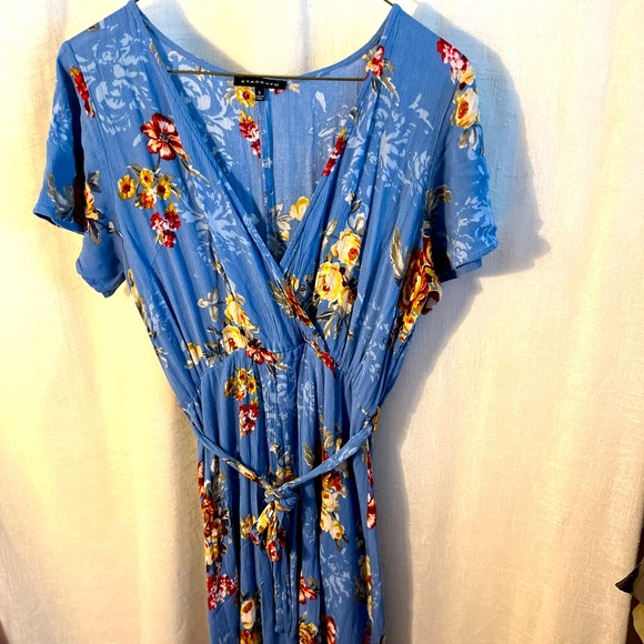 🦄🦄Staccato blu flower print wrap dress size:S - Picture 5 of 5